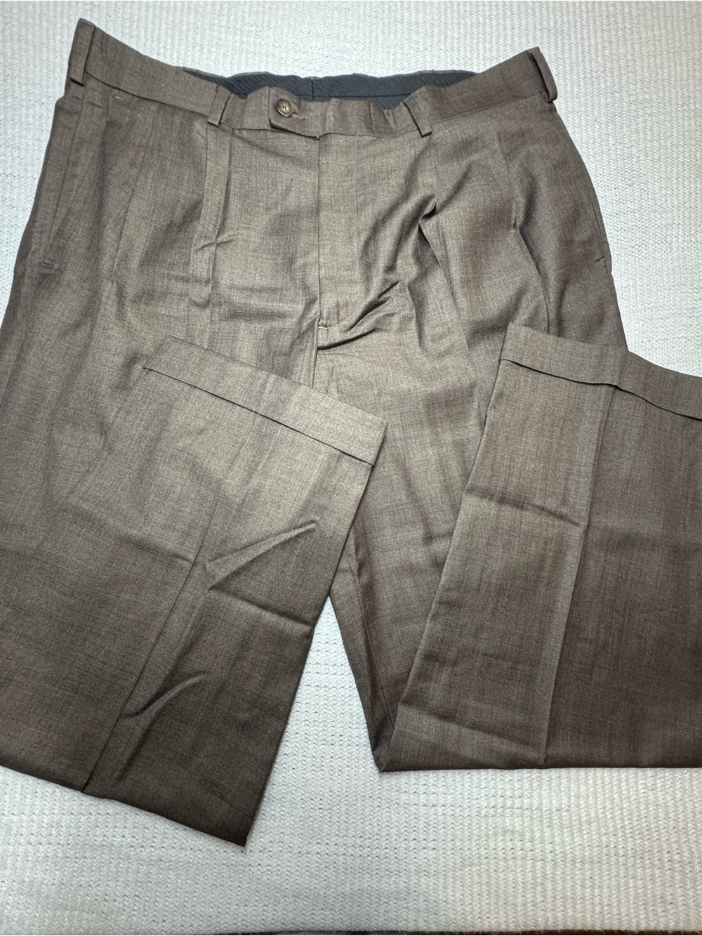 AXIST Men’s Brown Dress Pants 36x30 Wool Blend Flat Front Career Trousers